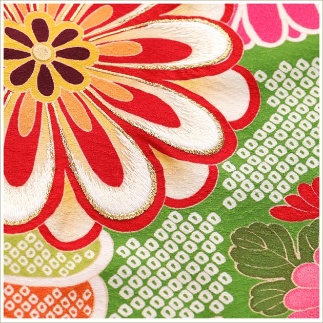 10歳〜13歳 正絹 ジュニア振袖レンタル jk0213 女の子 ジュニア着物 十