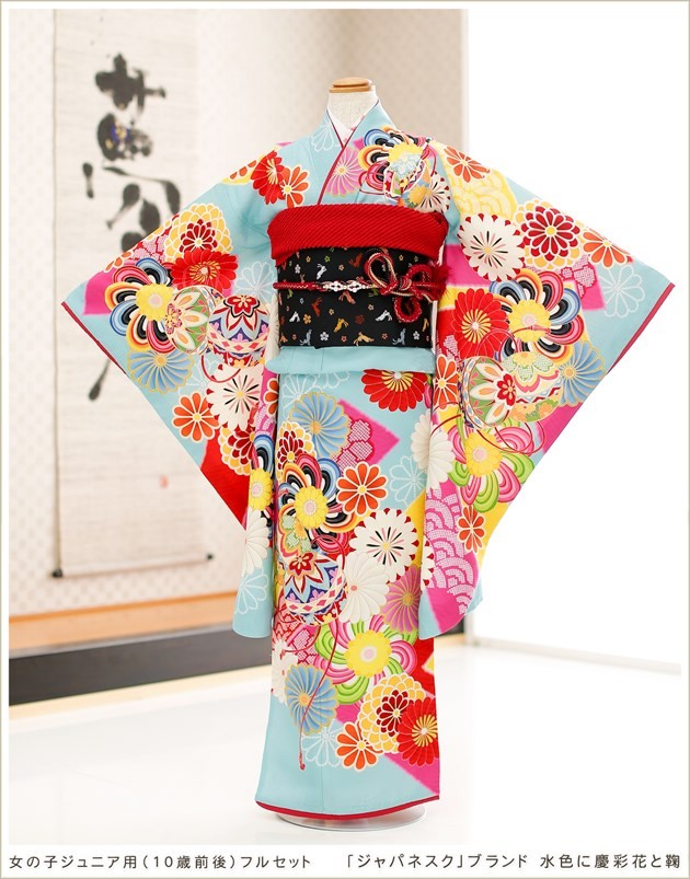 子供用振り袖セット 10歳 女の子 着物レンタル jk1072 子供着物 ジュニア振袖 1/2成人式