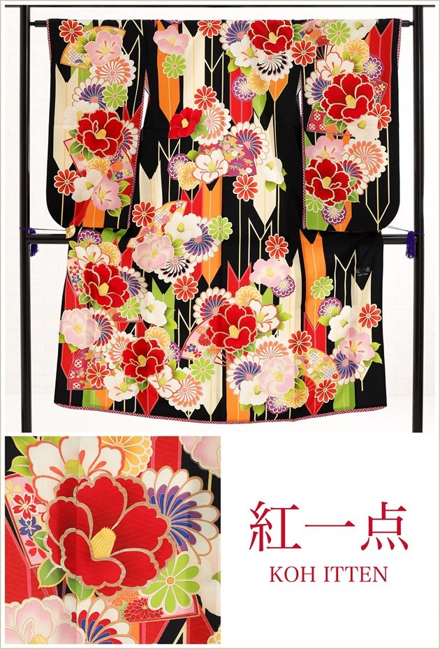 10歳 女の子 着物レンタル jk1093 子供振袖 子供着物 ジュニア振袖 1/2