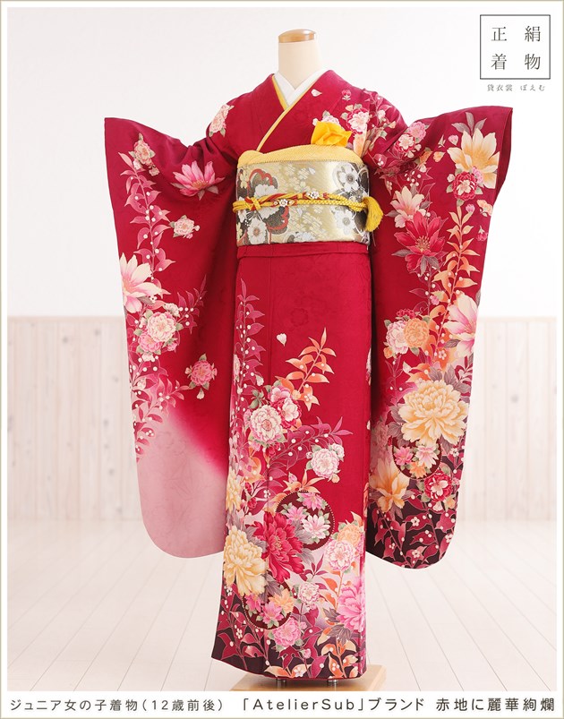 12歳前後 正絹 ジュニア振袖レンタル jkfb1400 女の子 ジュニア着物 十
