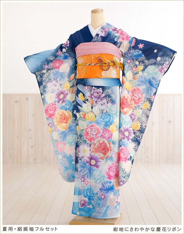 夏用「絽」振袖レンタル sf1174 結婚式 結納 振り袖 着物レンタル フル