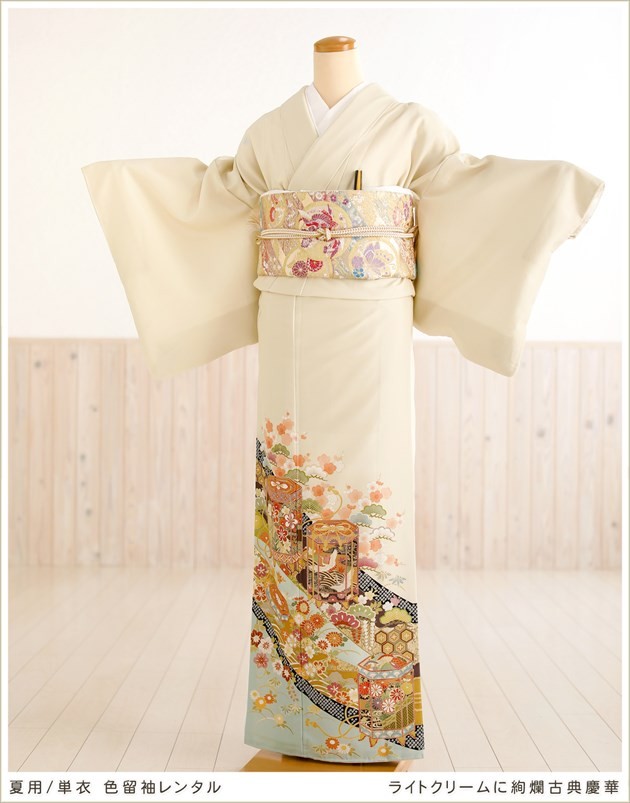 夏用 単衣 色留袖レンタル sit105 結婚式 お宮参り 式典 夏期イベント