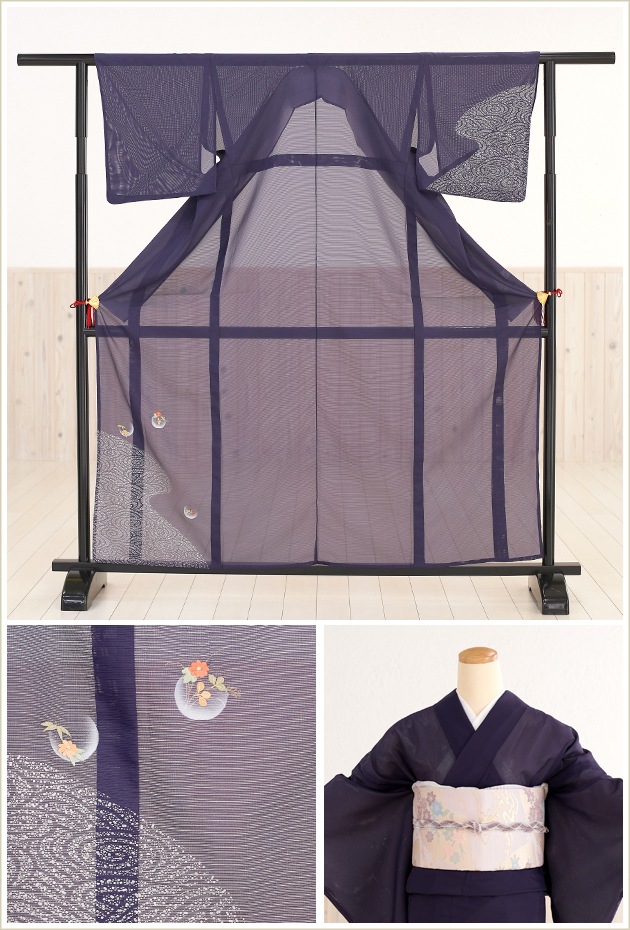 美品 洗える夏着物 誂えポリ 唐花 華文 絽 トール 訪問着 着物 A2110 夏訪問着 絽 t0058黒地ｶﾗｰ(化繊) | 着物レンタルの京都かしいしょう