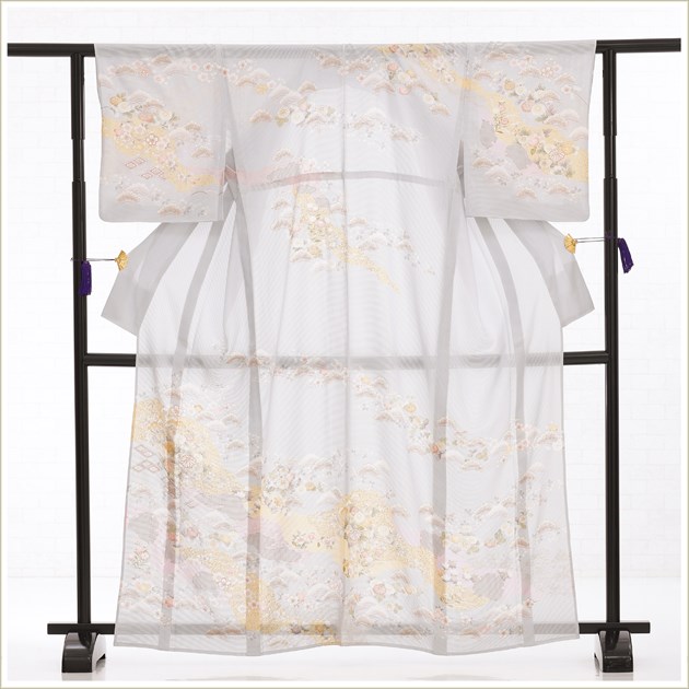 夏用 正絹 絽 訪問着レンタル sr5068 着物レンタル フルセット ママ