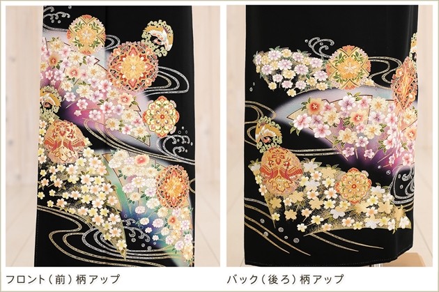 黒留袖➕長襦袢フルセット　着物　正絹　刺繍　豪華　結婚式　留袖　第一礼装 留袖フルセットレンタル。新郎・新婦の母親着物。