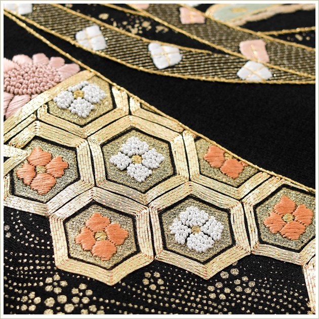 留袖レンタル 特選手刺繍 ts234 黒留袖 結婚式 母親 フルセット