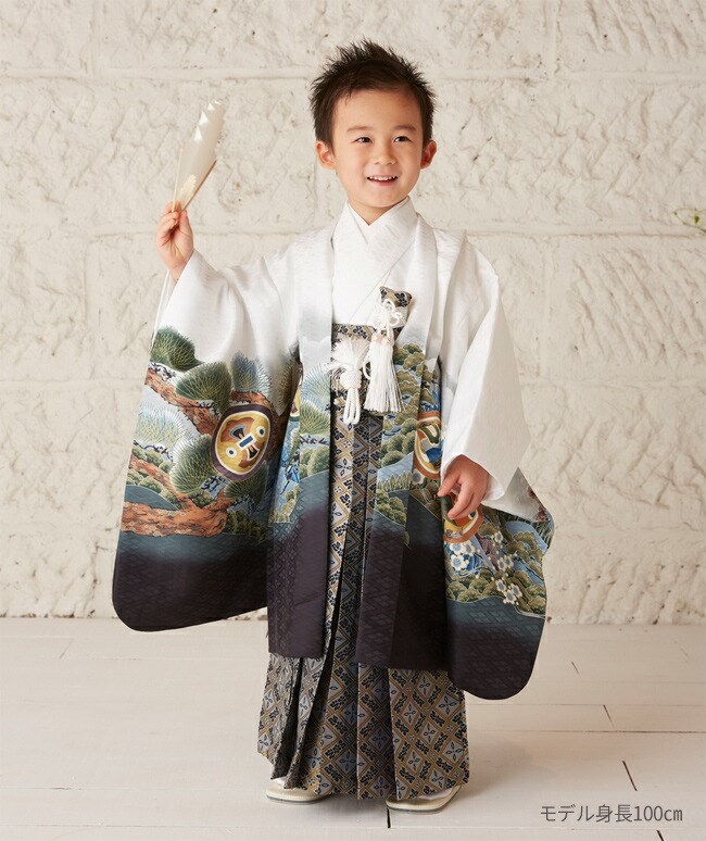 七五三 男 男の子 5歳 着物 レンタル 正統派 白 鷹 富士 0005