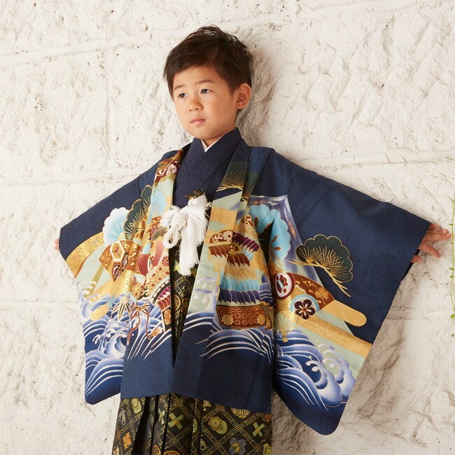 110センチ 希少柄 5才 七五三 着物 黒 水玉模様 男の子 和装
