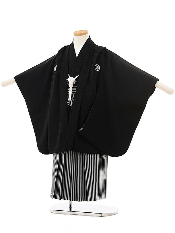 七五三 着物 4歳 5歳 男の子 レンタル 正統派 定番 黒紋付袴 シンプル