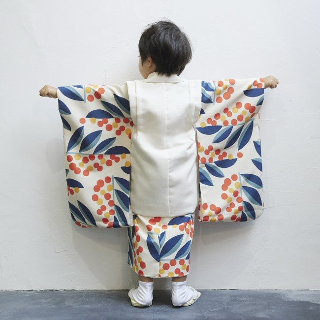 七五三 着物 3歳 男の子 レンタル モダン 花わらべ ベージュ なんてん