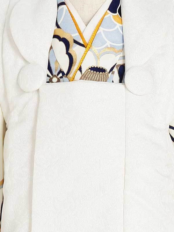 七五三 被布セット 男 3歳 着物 レンタル 男の子 被布 モダン 白 水色