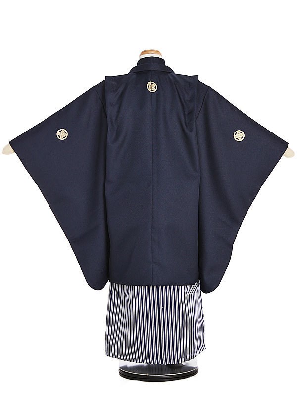 七五三 男の子 5歳 着物 6歳 レンタル 正統派 紺 紋付袴 無地 シンプル