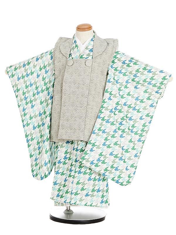 七五三 着物 3歳 男の子 レンタル ナチュラル レトロ モダングリーン