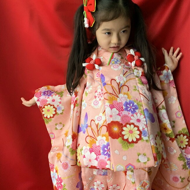 七五三 3歳 被布 着物 絹 三歳 白 ピンク 草履 753 巾着 女の子 七五三 3歳 女の子 ピンク 753 着物 レンタル 753草履 髪飾り 被布