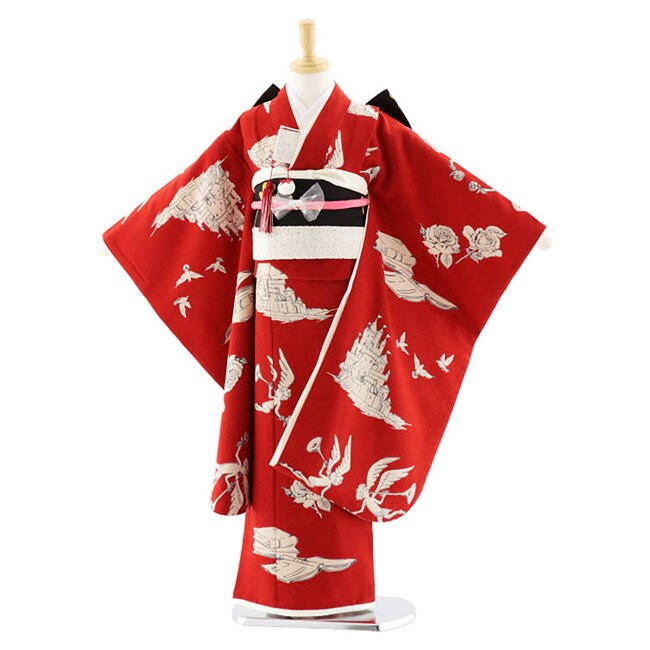 モダンアンテナ 七五三 7歳 着物 女の子 レンタル モダン 赤 天使とお