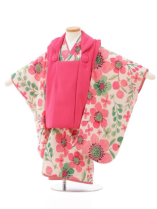 七五三 着物 3歳 ピンク 女の子 753 レンタル レトロ ナチュラル