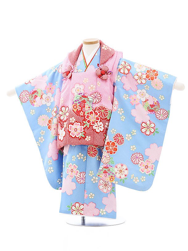 3歳七五三女の子 七五三 着物レンタル 3歳 753 女の子 フルセット 被布 ピンク×紫 矢