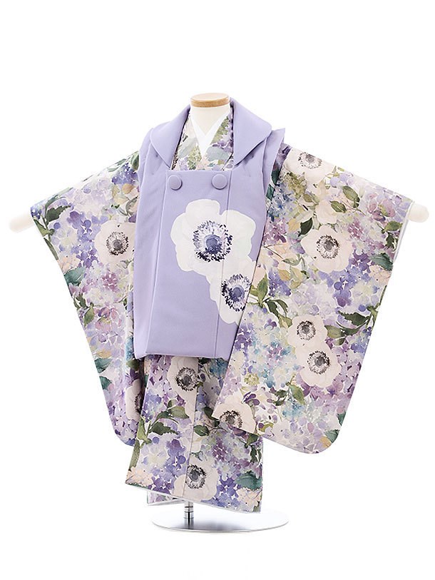 七五三 着物 3歳 女の子 レンタル ナチュラル いちは アネモネ 水彩 花