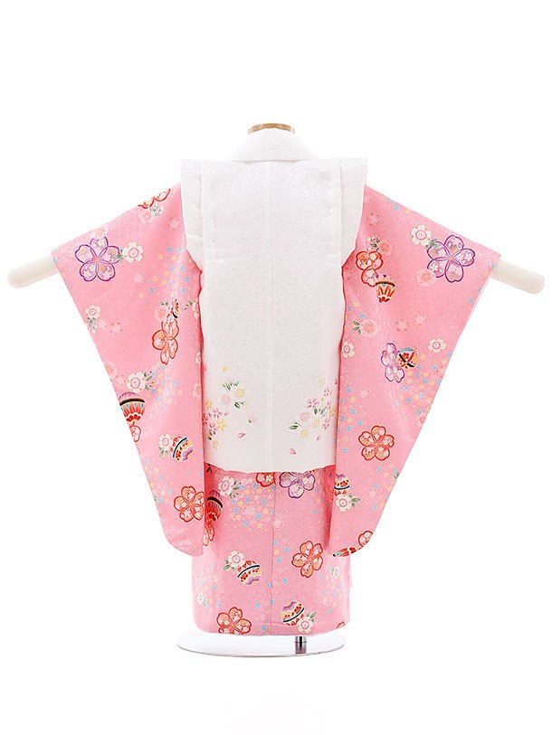 七五三 着物 3歳 女の子 レンタル 正統派 白 ピンク グラデーション ぼかし 小花 0139｜rentaldress-kids｜04