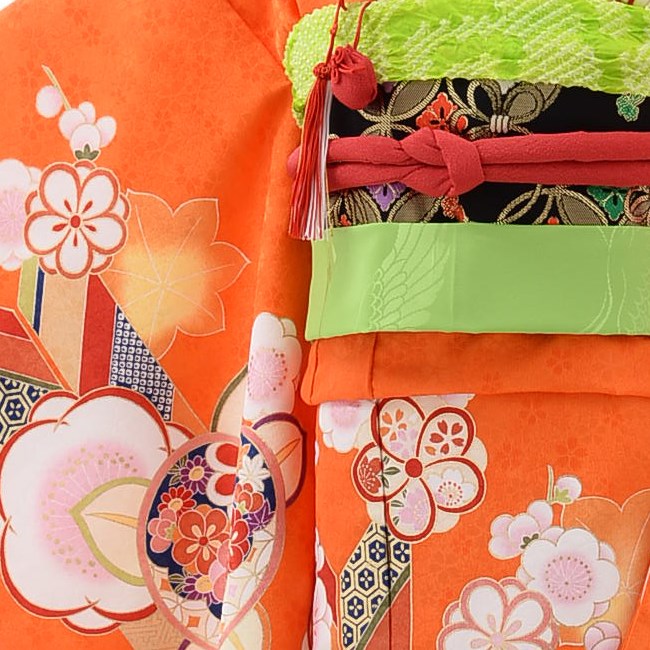 フルセット】7歳 七五三 女の子 ピンク 赤 金 オレンジ 楽天市場