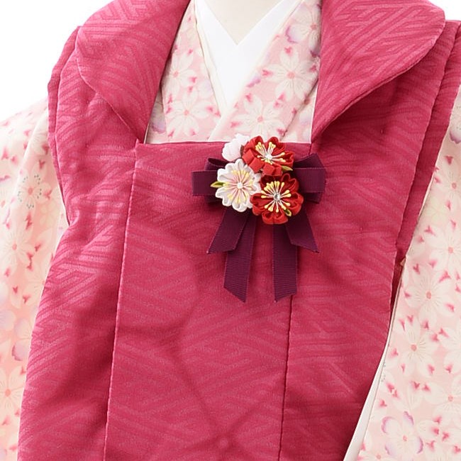 七五三 着物 3歳 女の子 レンタル 正統派 華徒然 赤紫 ピンク 桜 水彩