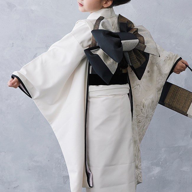 七五三 レンタル 7歳 着物 女の子 モダン ジャパンスタイル アイボリー