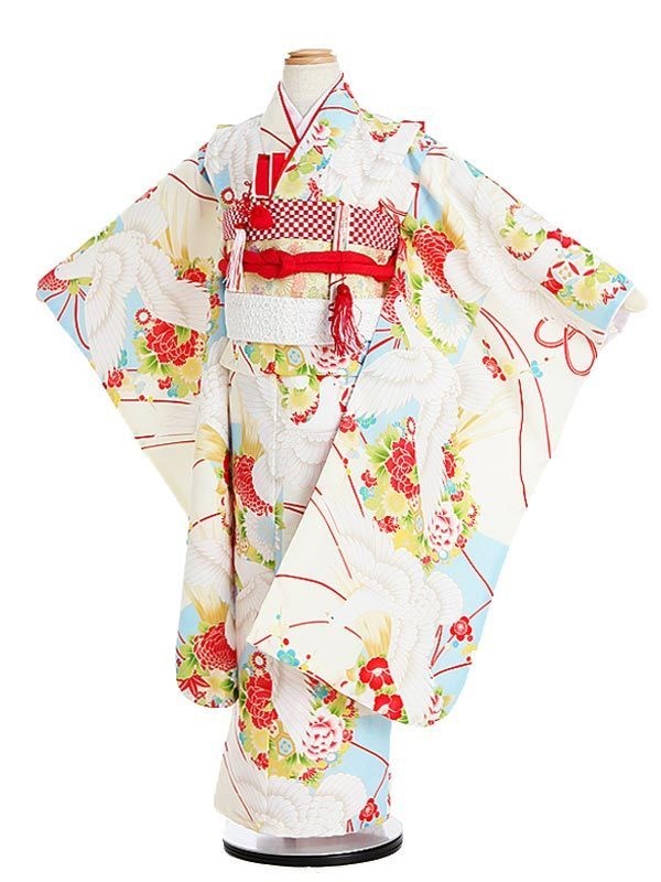 七五三　7歳　着物　正絹　アンティーク　白　水色 楽天市場】【レンタル】753 七五三 着物 7歳 フルセット 女の子