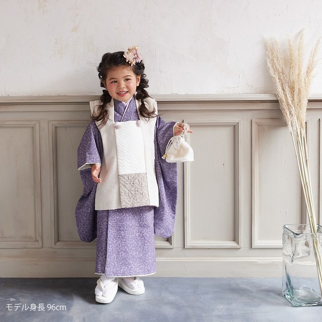 七五三 着物 3歳 女の子 レンタル ナチュラル おうるび TERAS リーフ柄