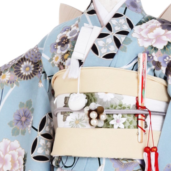 七五三 レンタル 5歳 着物 女の子 モダン レトロ ラフィネココ ブルー