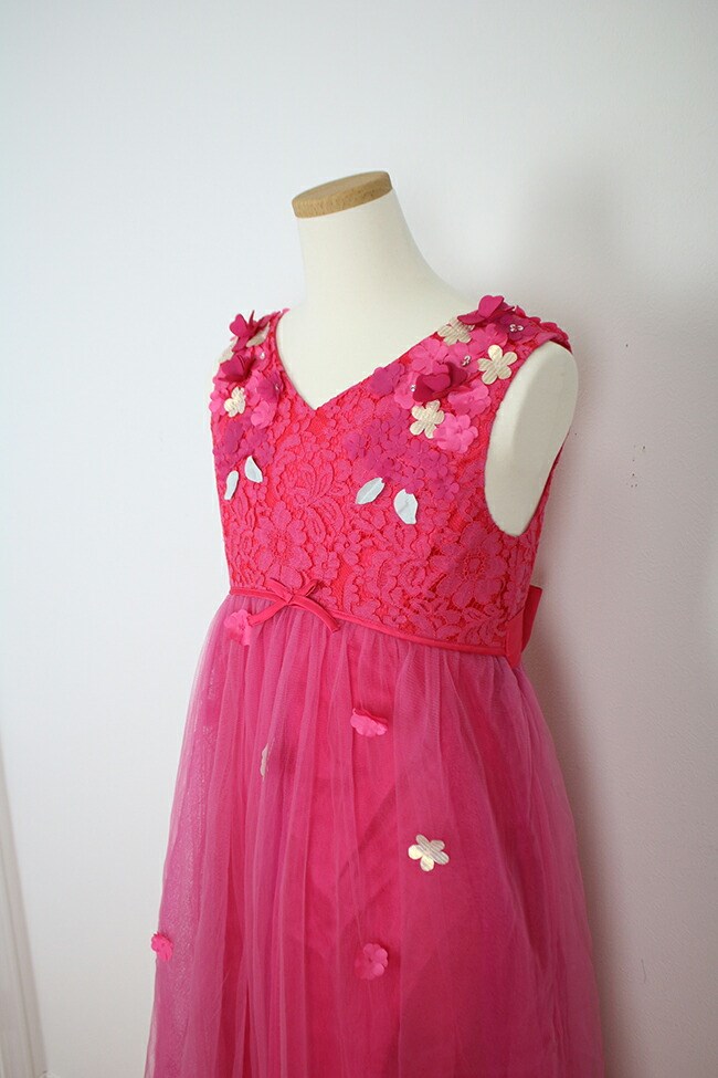 子供 マキシ丈ドレス ローズピンク 花柄 小花 レンタル 靴セット 女の子用フォーマルドレス MONSOON リリーmons010 150 ピアノ バイオリン 発表会 演奏会 子どもの画像