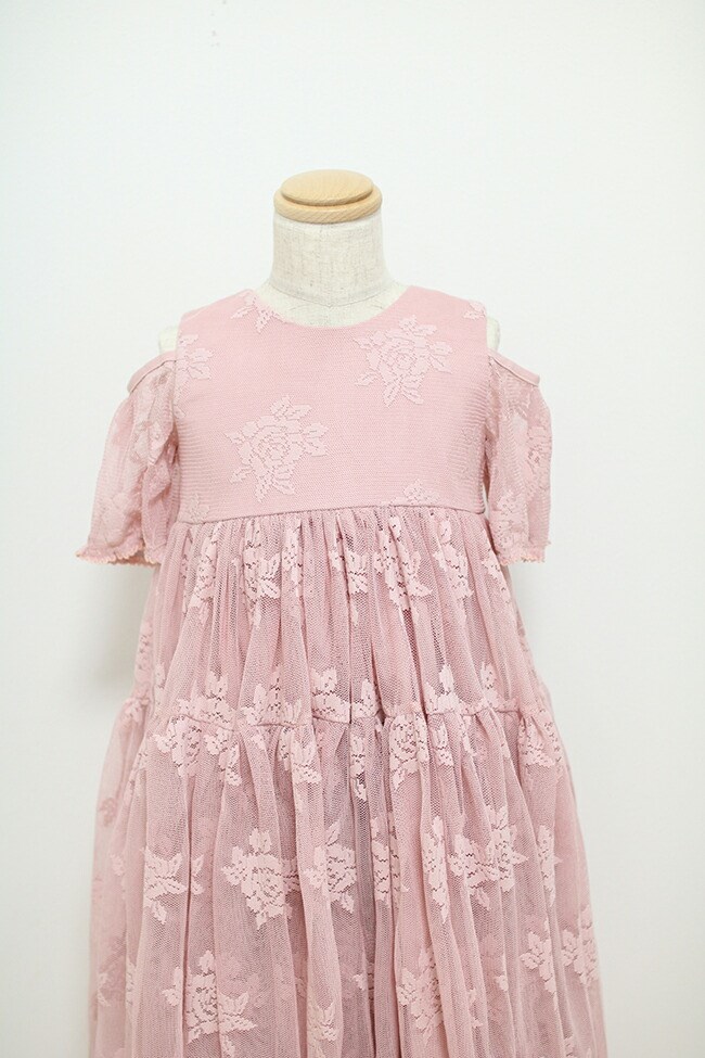 子供ドレスレンタル 靴セット 女の子用フォーマルドレス dollcake マキシ丈ローズピンクドレス doll002 90 95 100の画像