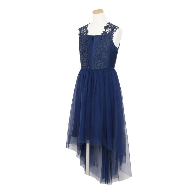 キッズドレス レンタル 京都ハイロウプロムドレス レース チュール 子供ドレス 靴セット ネイビー 紺 MONSOON mons011 女の子 130 140 150 結婚式 七五三 発表会の画像