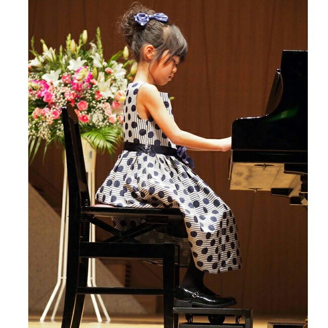 子供ドレスレンタル 靴セット MONSOON ジャガードドットドレス mons013 ネイビー 女の子 120 130 140 150サイズ キッズ 結婚式 七五三の画像