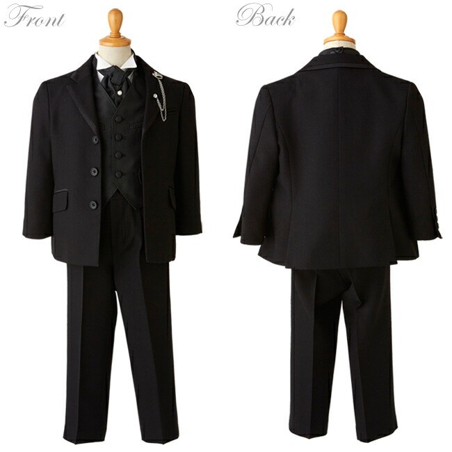 入学式 男児タキシードスーツセット 靴セット 卒園式 レンタル 発表会 結婚式 フォーマル服 BOY-C94 100 110 120 キッズ 結婚式 写真撮影 卒業式 コンクール 黒の画像