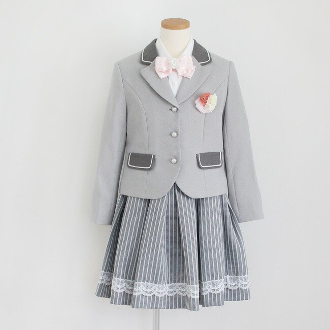 七五三 結婚式 elle スーツ フォーマル子供服 靴セット ELLE ストライプスカート スーツセット グレー agl031 女児 120 130 キッズ 発表会 753 |  | 10