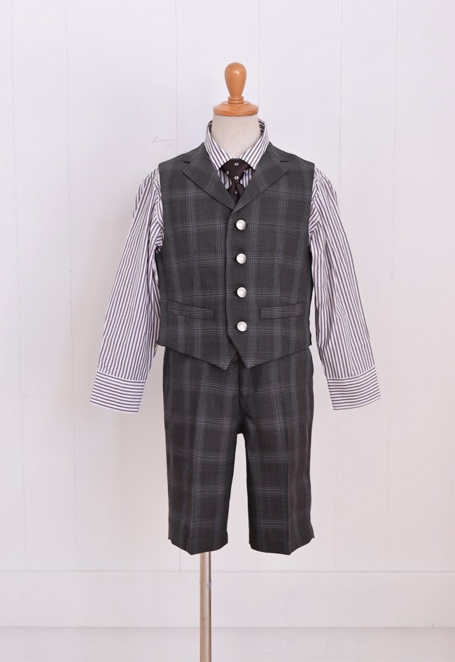 入学式 スーツ レンタル 男の子110 3月4月ご利用 卒業式 スーツ 男の子 レンタル 110 120 130 茶 roby010の画像