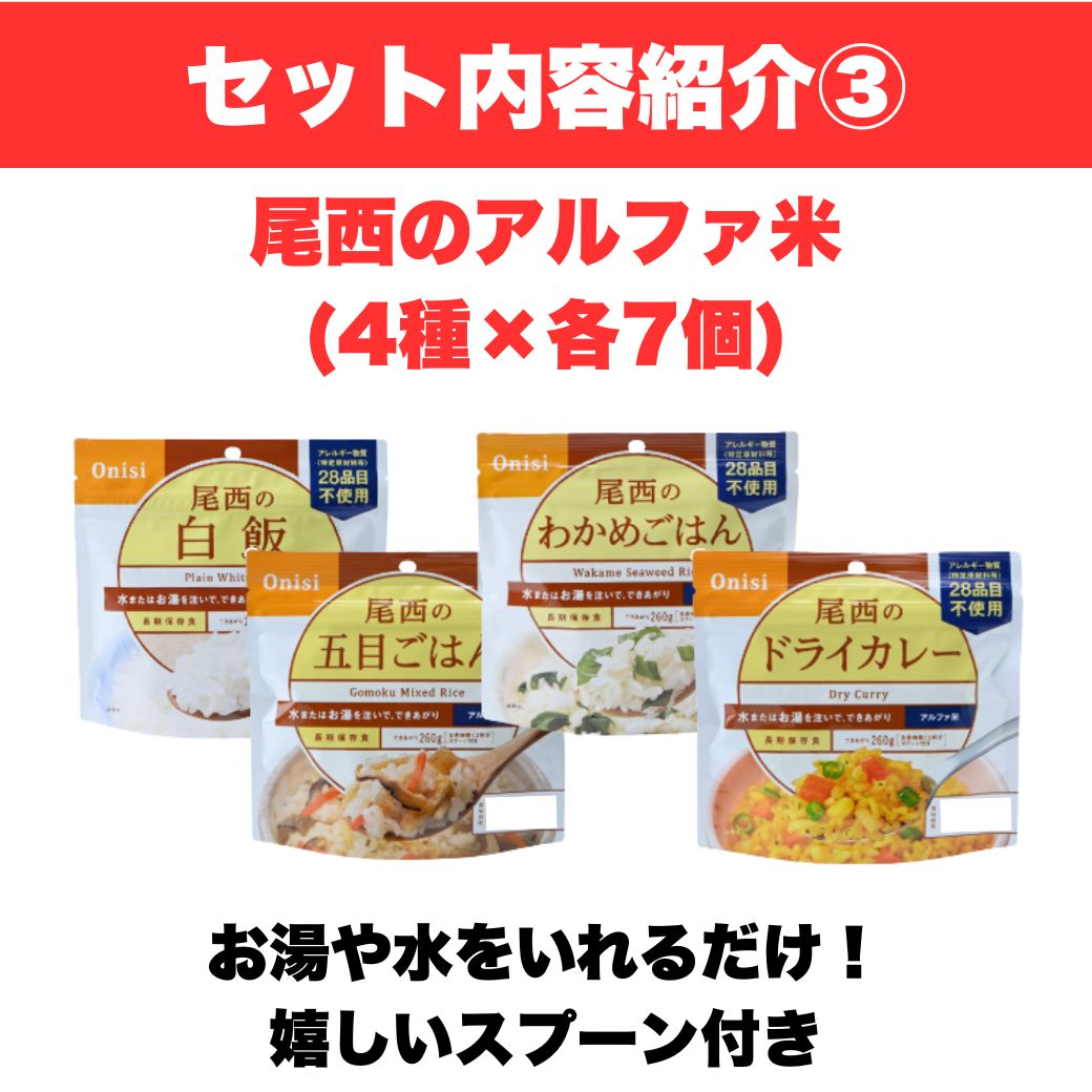 尾西食品 非常食セット 家族4人 7日分 尾西 防災食 84食 アルファ米 5