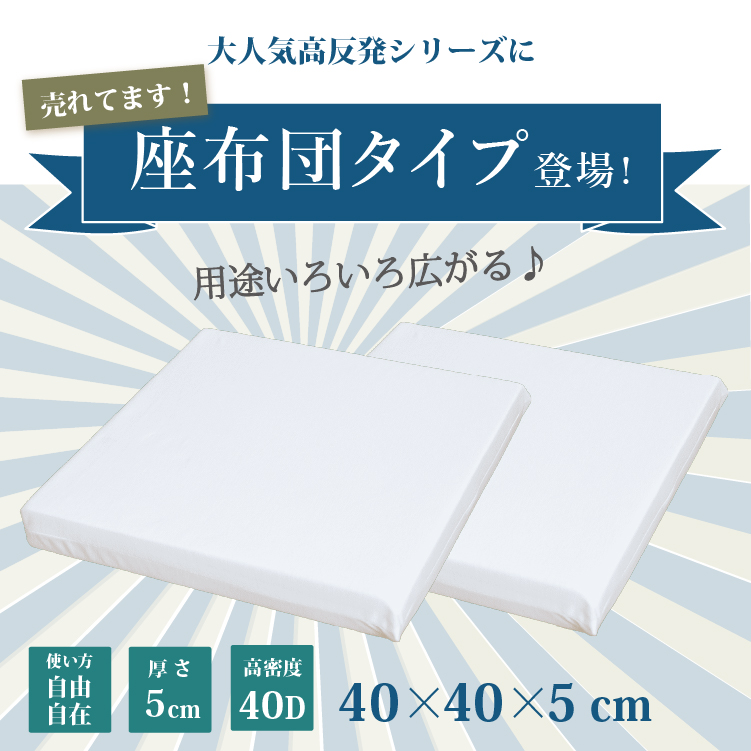 高反発 シートクッション 4枚セット 40×40×5cm ヌードクッション 40×40cm クッション 座布団 チェアパッド 背当て スクエア 小さめの画像