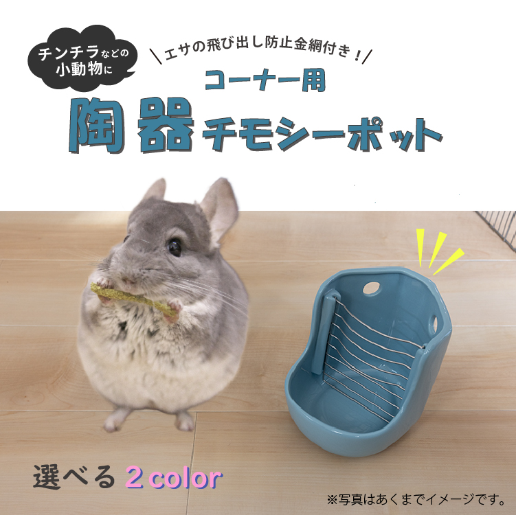 陶器 コーナー用 チモシーポッド 小動物用 金網付き 洗える エサ