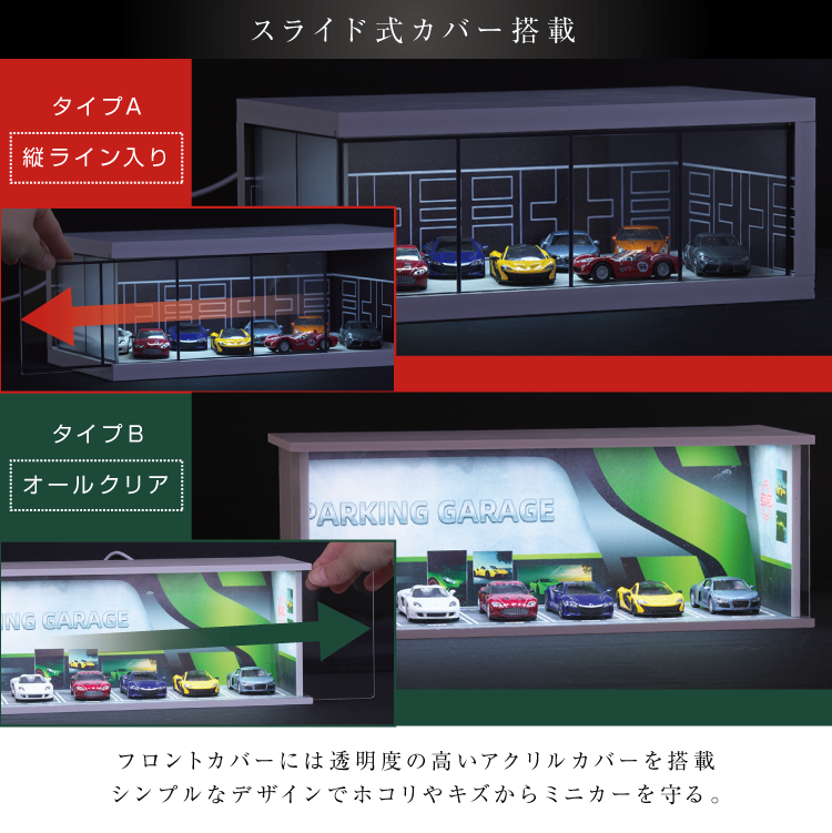 Rapid64 ミニカー ジオラマケース タイプA 1/64 LEDライト付き