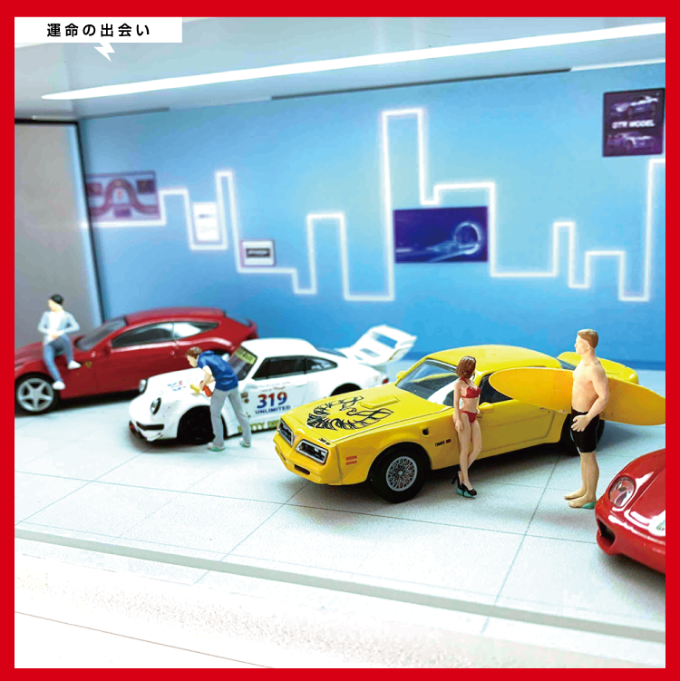 1/43仕様・リアル樹木付LW・2層式ディスプレーBOX /LED付ネオ