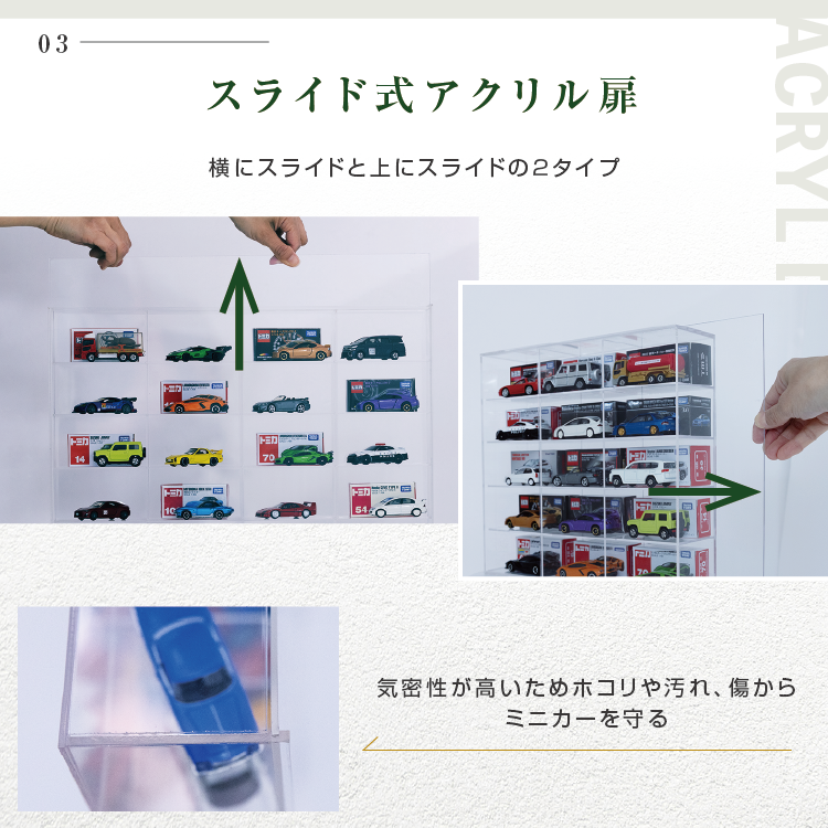 Rapid64 ミニカー アクリルケース 6台用 クリアケース スライド扉