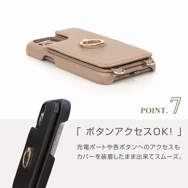 スマホショルダー スマホケース iphoneケース カード収納 ミラー付 リング付｜reowide2｜15