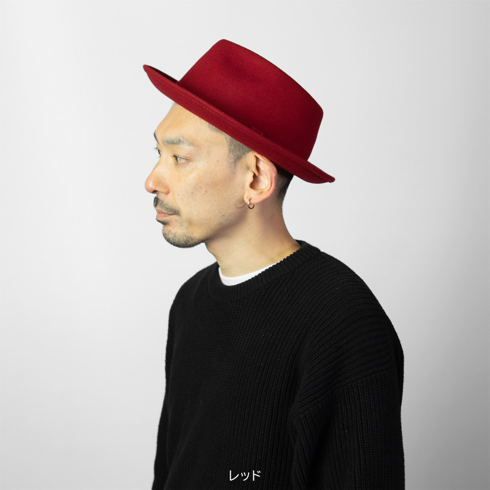 【日本製 EDHAT】中折れハット ウールフェルト 秋冬 メンズ ミドルブリム サイズ調節 大きいサイズ 小さいサイズ ブラック カーキ パープル レッド  M-16266445 |  | 07