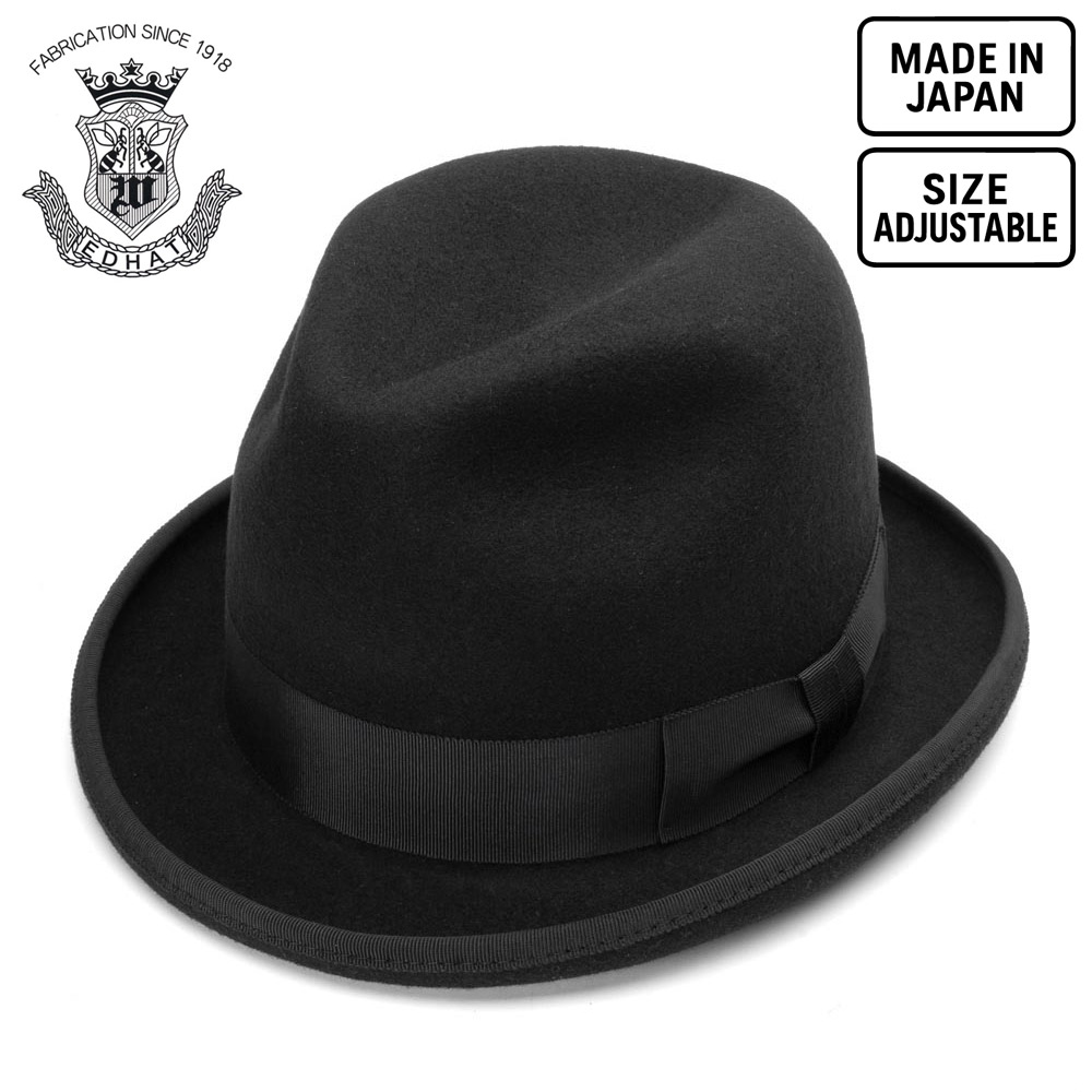 KAKOI 中折れハット　ブラック ハット メンズ 秋冬 帽子 中折れ帽子 中折れハット フォーマル ホン