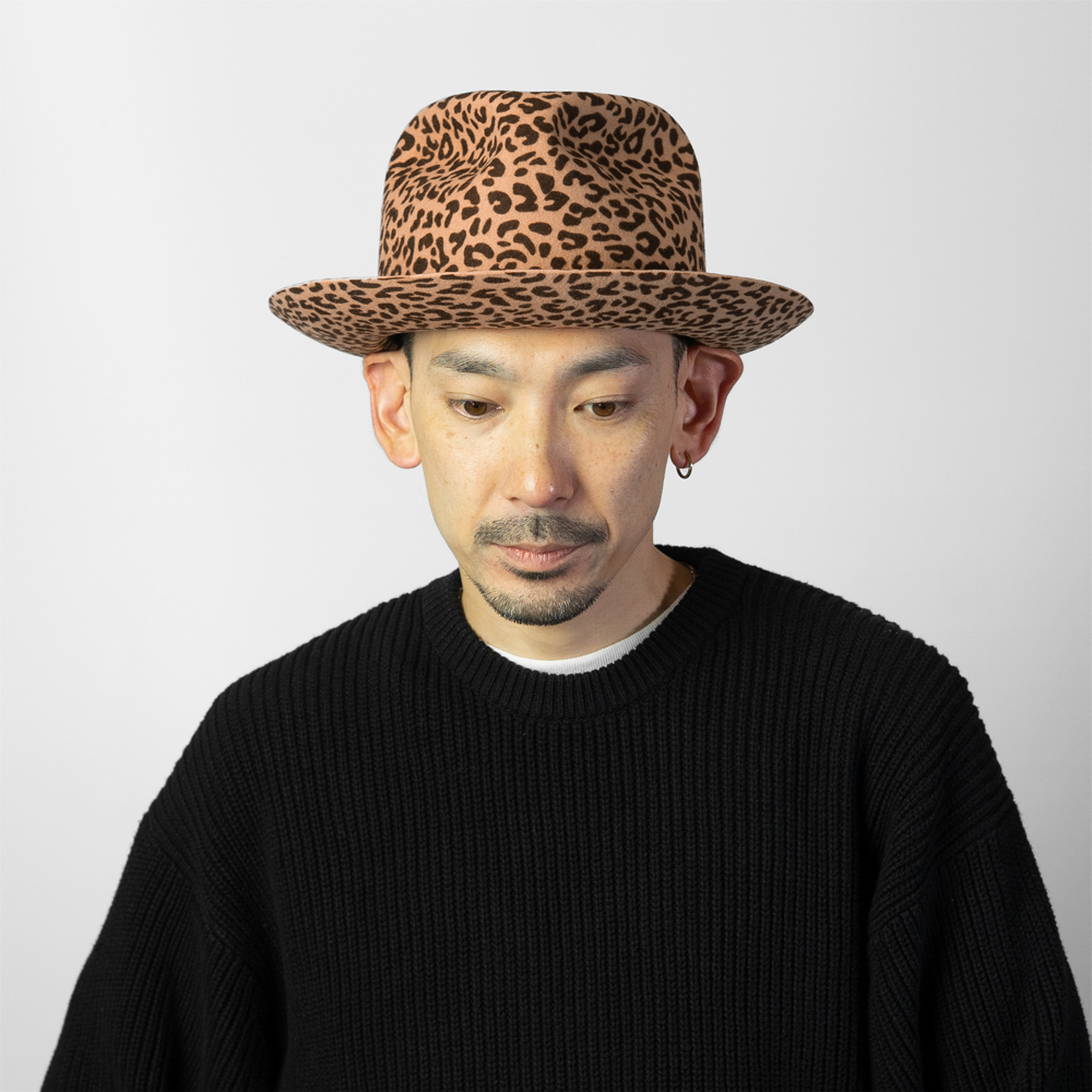 帽子 メンズ レディース ハット ウール フェルト ヒョウ柄 日本製 M