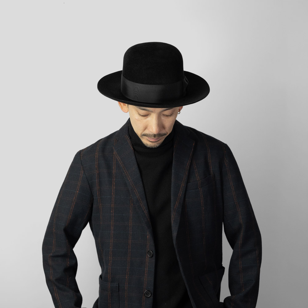 ＜専用＞石田製帽 ラビットファー100% つば広 エレガント フェルトハット 冬 EDHAT エドハット ラビットファー フェルト つば広ハット オープン