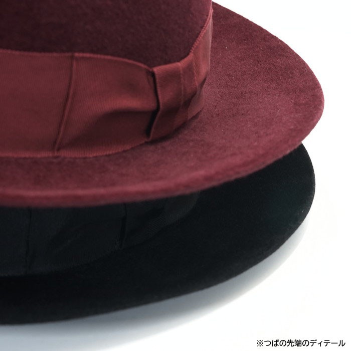 ＜専用＞石田製帽 ラビットファー100% つば広 エレガント フェルトハット 冬 専用＞石田製帽 ラビットファー100% つば広 エレガント フェルト