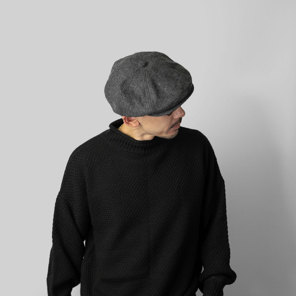 イタリア製ウール100%☆秋冬用 パンチングデザイン黒ハット イタリア製