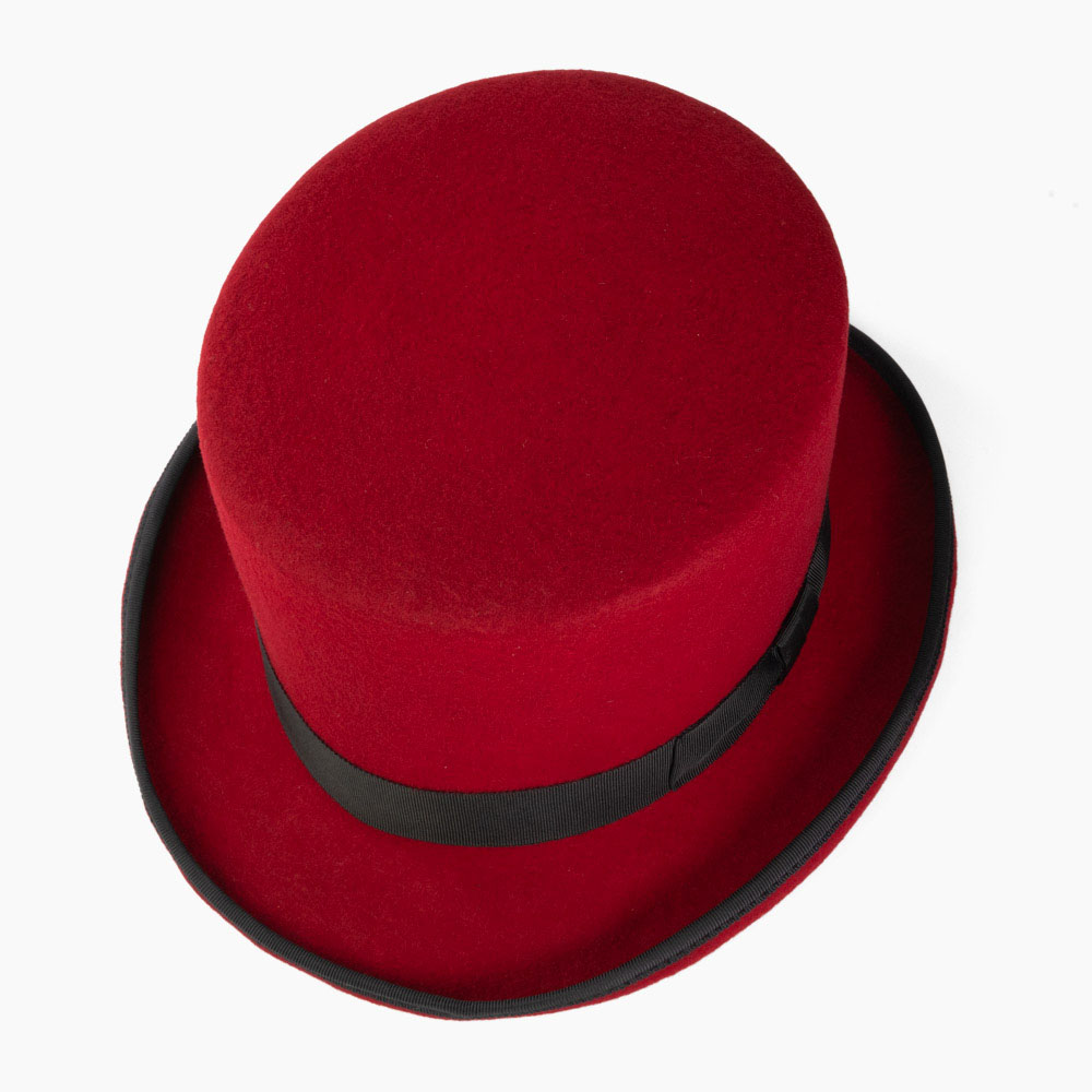 シルクハット 赤 レッド 日本製 ウールフェルト トップハット 大小